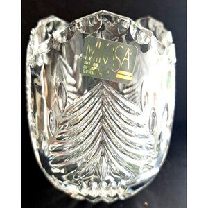 Mikasa Christmas Tree Votive Candle Holder Crystal  Germany New Old Stock